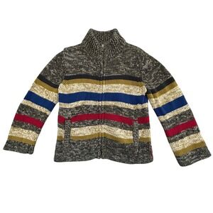 Tea Collection Nihon Stripe Zip Up Sweater Size 4 Pim Cotton Fall Winter Warm